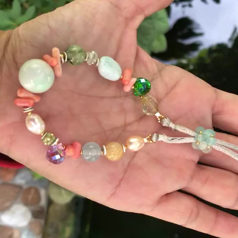 BL-003 Bracelet, Stone, Silver, Starry, Starry night - 手链/手环 - 石头 绿色