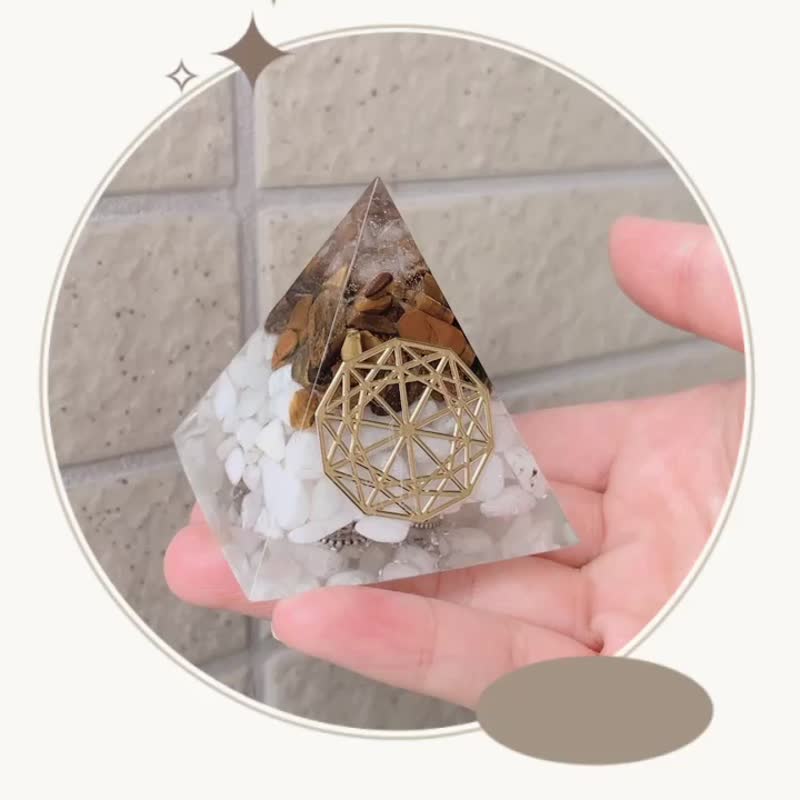 【白水晶+黄虎眼石+月亮石】奥根能量塔Orgonite (6cm/5cm/4cm) - 灯具/灯饰 - 水晶 