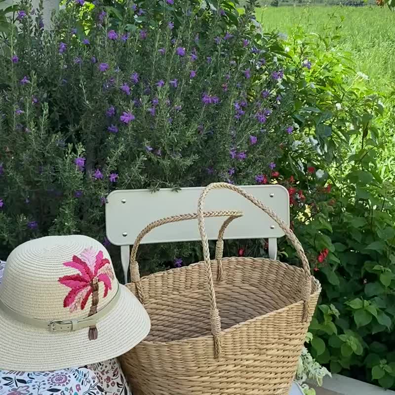 BOHOPeach Picnic casual tote bag for weekend trip - 手提包/手提袋 - 竹 