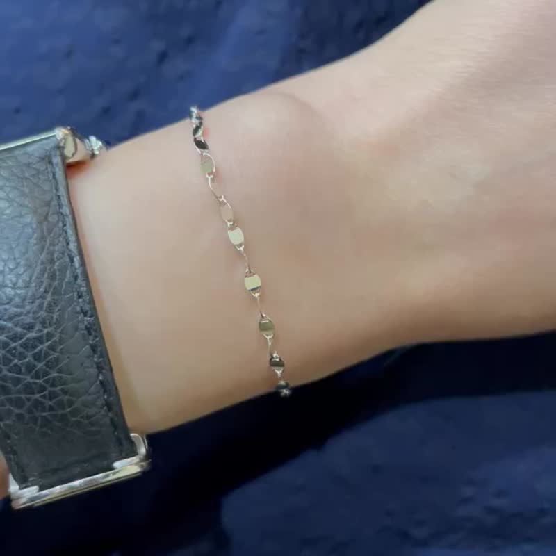 925纯银 波光粼粼纯银造型手链 16+3cm延长链 - 手链/手环 - 纯银 银色