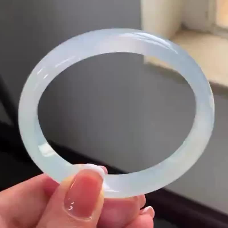 冰种翡翠天然翡翠玉镯A玉手镯 玉鈪 • 冰种素色翡翠福镯 - 手链/手环 - 玉石 