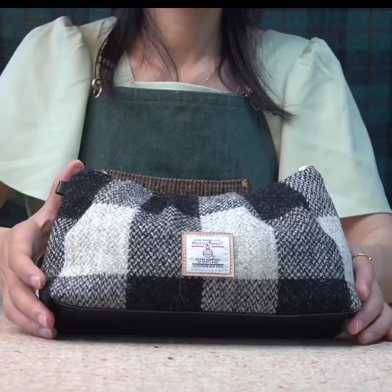 裁缝地图哈里斯羊毛花呢化妆包harris褶皱包随身便携旅行小收纳包 - 化妆包/杂物包 - 羊毛 