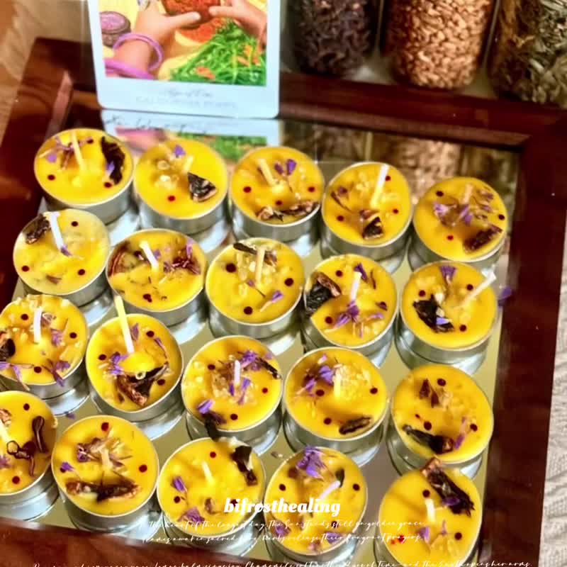 弥雅丨LITHA夏至限定 原创手工古法香氛蜡烛丨许愿魔法蜡烛 - 蜡烛/烛台 - 精油 黄色