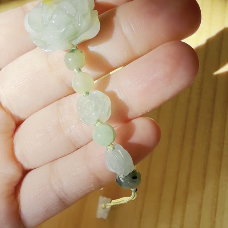 手工玉镯 - 森林玫瑰 - 手链/手环 - 玉石 黄色