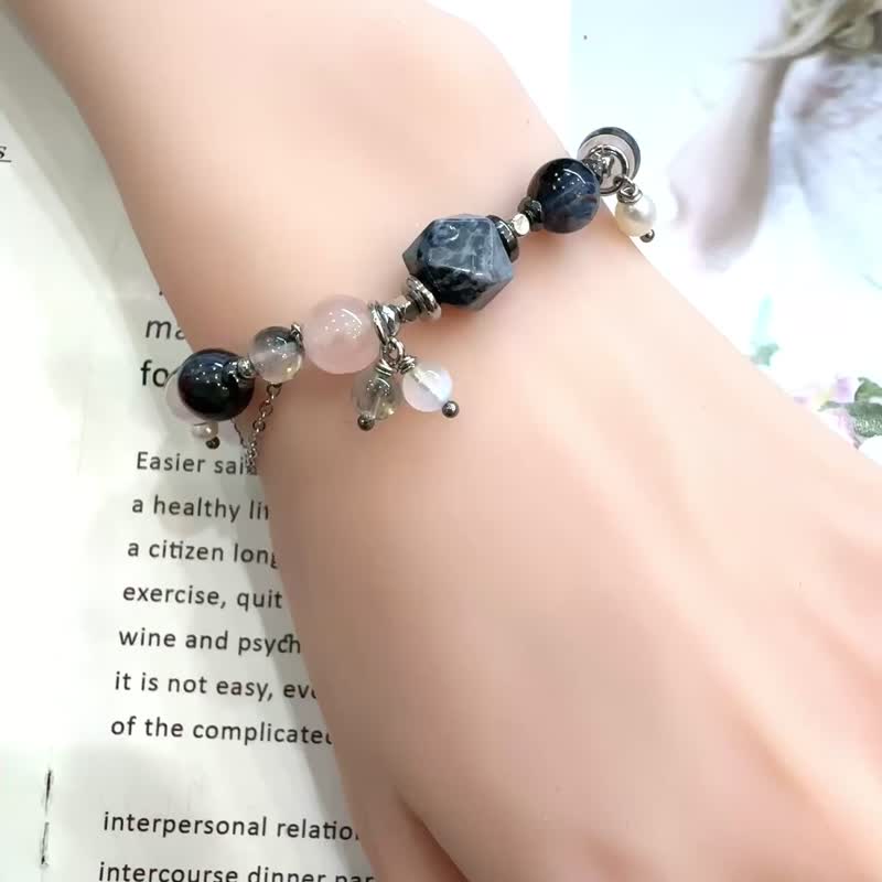风暴彼得石 粉色摩根石 果断专注自信魅力能量 - 手链/手环 - 石头 