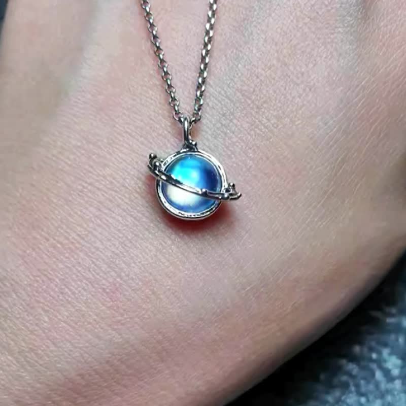 宝宝星球。月光石 - 项链 - 水晶 蓝色