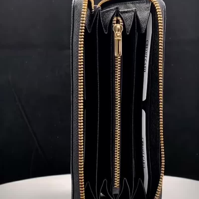 ZENDAR 限量1折 顶级小羊皮荔枝纹长夹 全新专柜展示品 - 皮夹/钱包 - 真皮 黑色