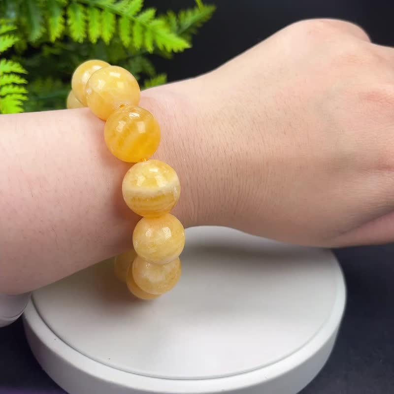 精品天然黄色方解石手串17mm玉化大颗粒爆晶能量石男女百搭气质 - 手链/手环 - 半宝石 黄色