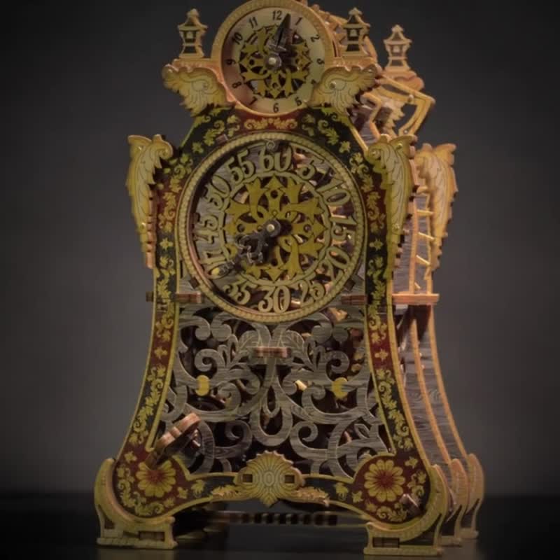 偷偷为男友准备的手工礼物WOODEN CITY限量版 彩色木制魔术时钟 - 木工/竹艺/纸艺 - 木头 卡其色