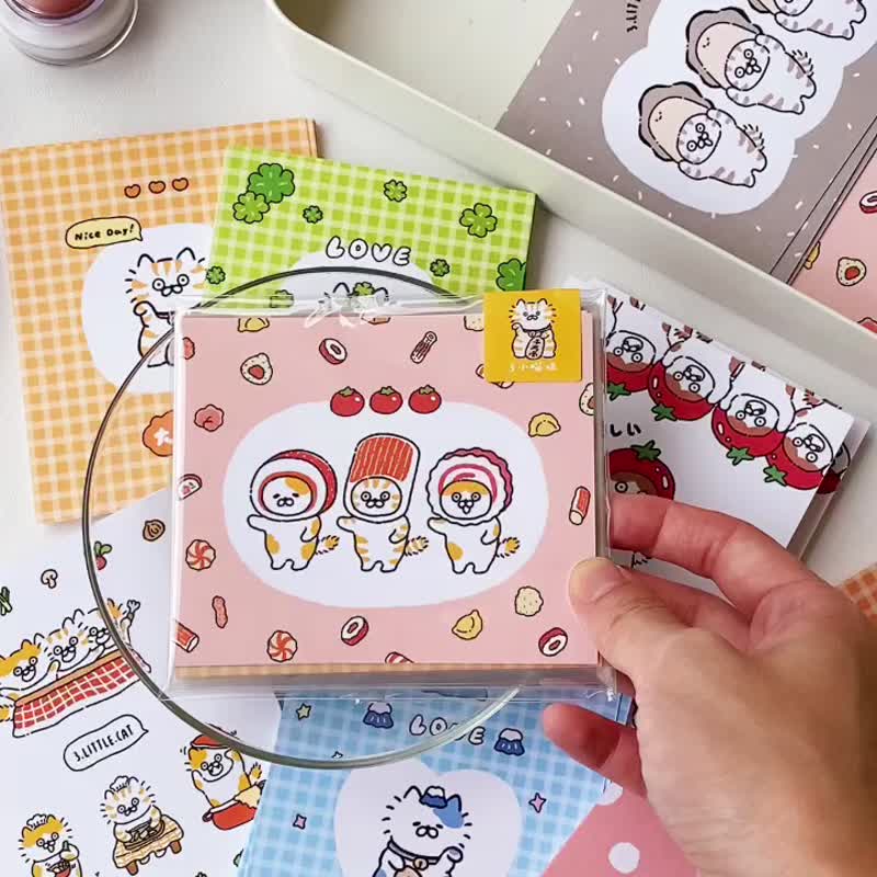 3小喵咪/喵咪派对双面小卡/卡片/共12款/85折优惠套组 - 卡片/明信片 - 纸 多色