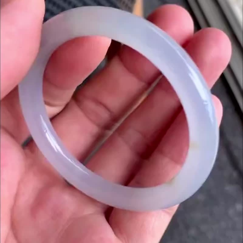 冰种翡翠天然翡翠玉镯A玉手镯 玉鈪 • 冰种粉紫翡翠圆镯 - 手链/手环 - 玉石 粉红色