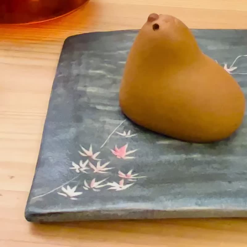 风.枫叶.137mm  手绘陶皿 - 盘子/餐盘/盘架 - 陶 