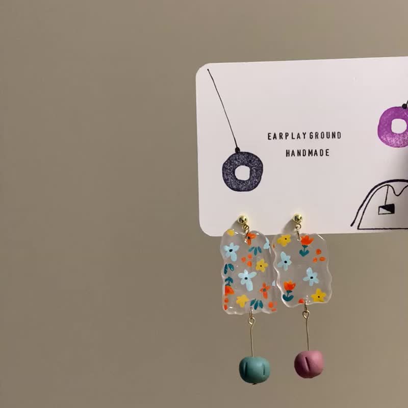 Floral party - 耳环/耳夹 - 树脂 多色