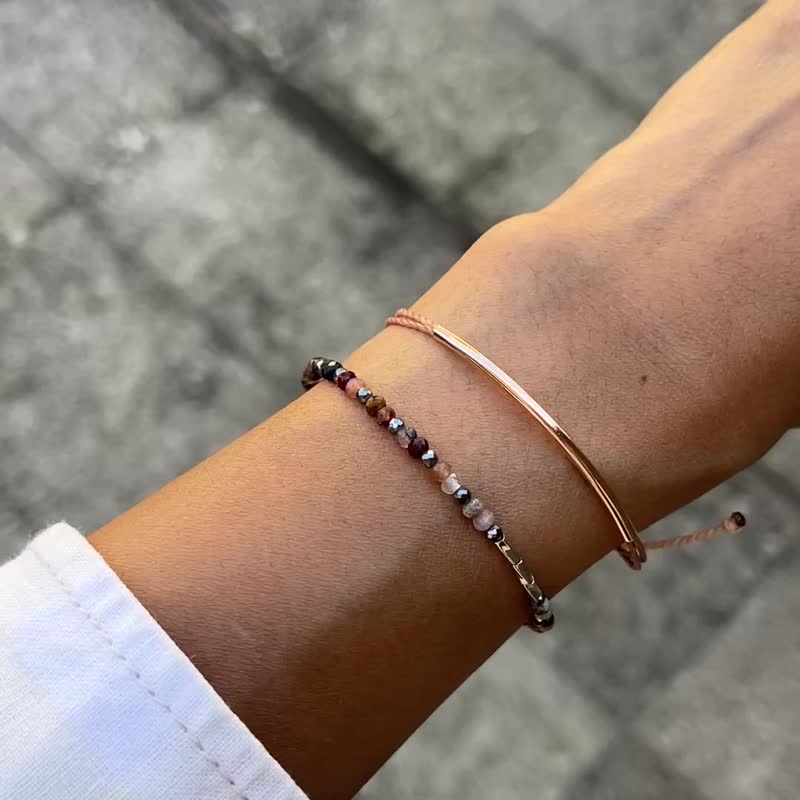 量身订制/纯银/天然石手链/彼得石/钛赫兹 - 手链/手环 - 纯银 多色