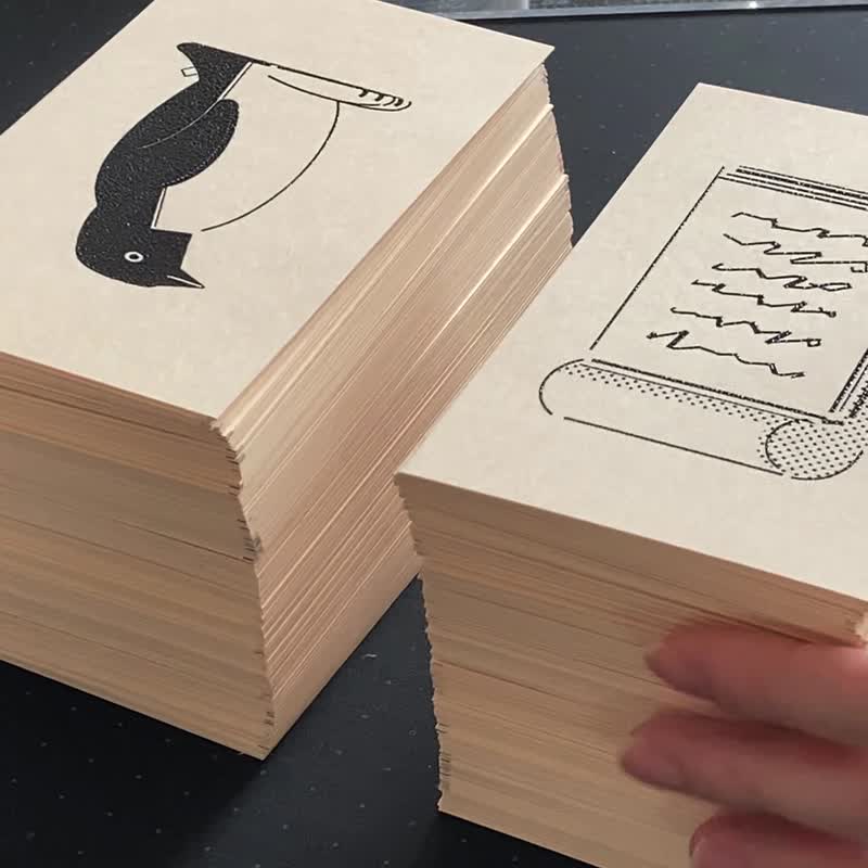 消息卡｜Home 系列｜藤编篮｜附信封 - 卡片/明信片 - 纸 黑色