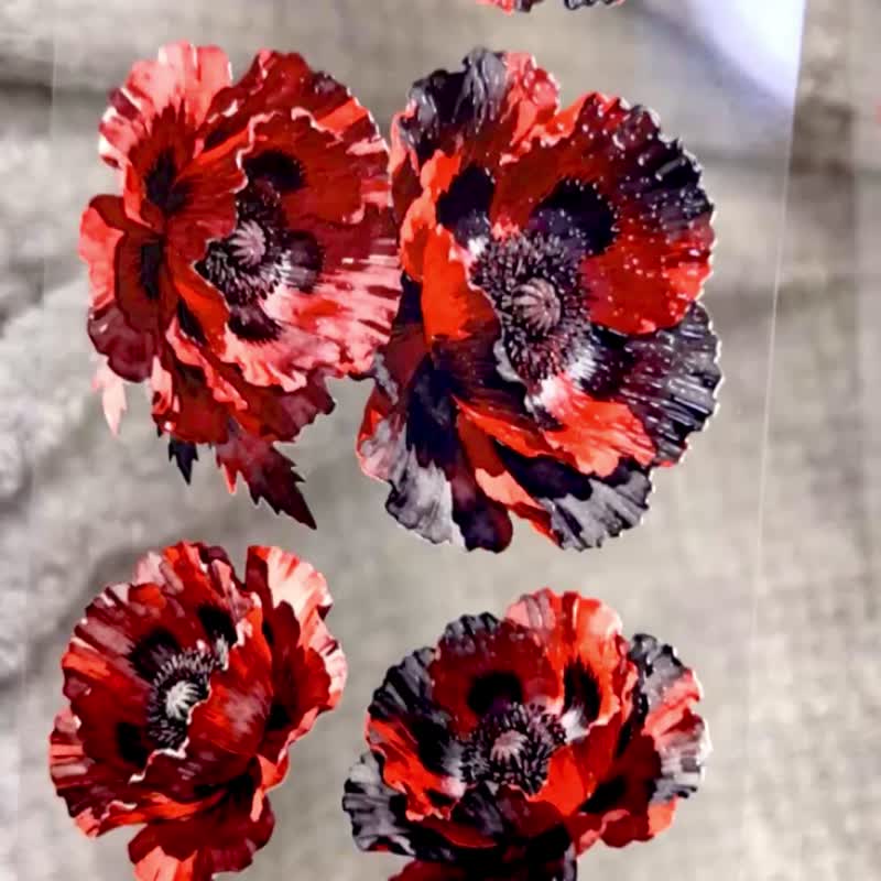 150红袍虞美人Red Robe Poppy - 纸胶带 - 塑料 多色
