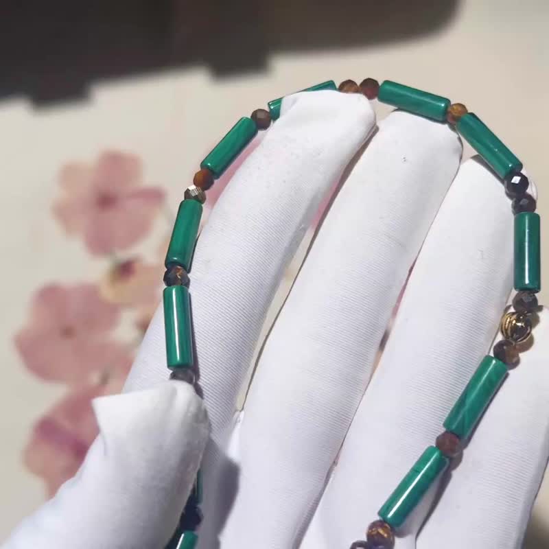 纯手工制作天然孔雀石宝石项链 - 项链 - 宝石 多色