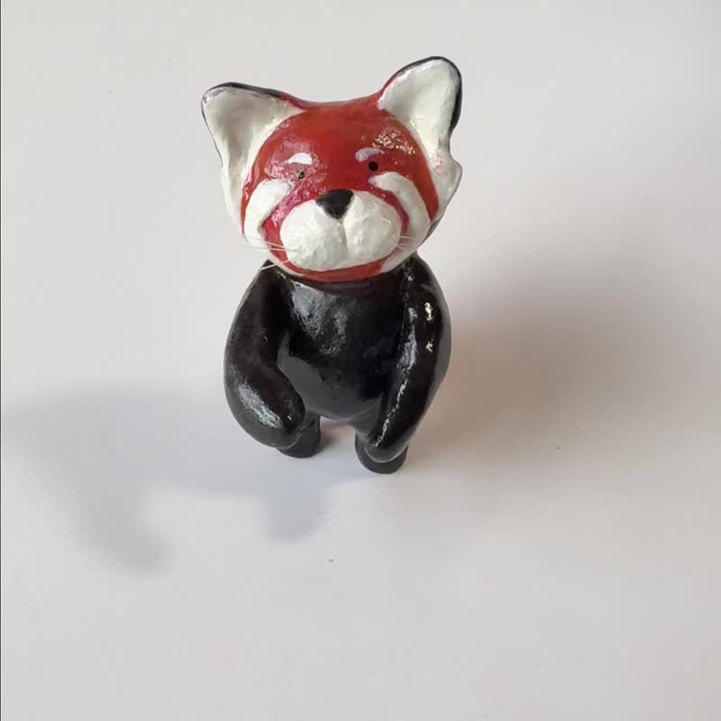 手作小熊猫摆饰组 玻璃瓶小花器 疗愈桌上小物 花器 泥塑 花瓶 - 花瓶/陶器 - 粘土 