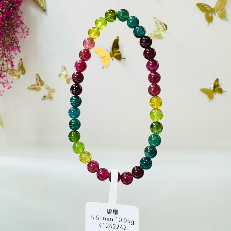 阿富汗浓色彩碧玺单圈5.3-5.5mm10.05g水晶浓色紫蓝碧玺旺夫石 - 手链/手环 - 水晶 多色