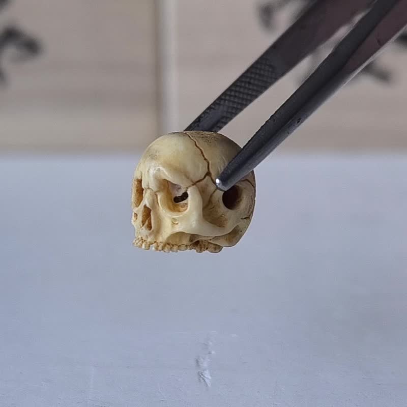 【有落款】【髑髅艺术家 服部】【髑髅珠3】【自然色雾面处理】髑髅 骷髅 骸骨 Skull 根付 netsuke 等 - 手链/手环 - 其他材质 