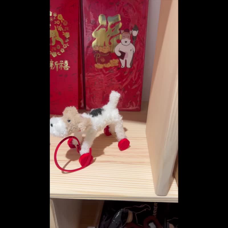 Wirefoxterrier 刚毛猎狐梗 手工扭扭羊毛梗 小吊饰钥匙圈 - 其他 - 尼龙 白色