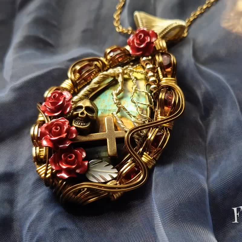 【 乐园 】拉长石吊坠 /项链/哥德风/万圣节 - 项链 - 宝石 