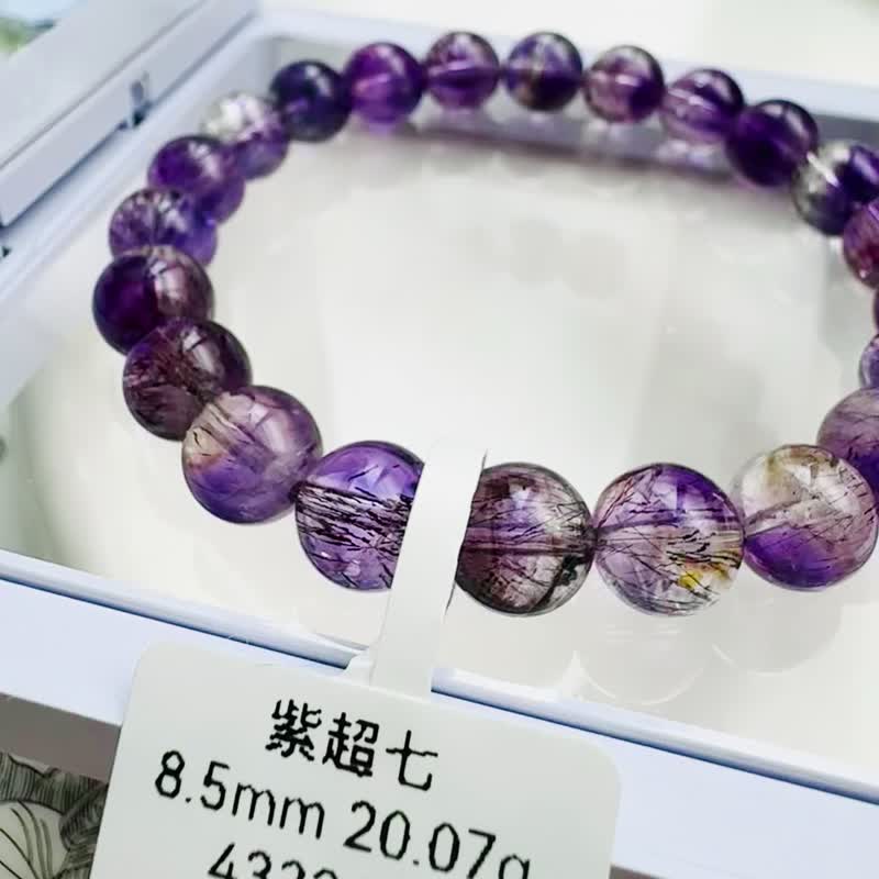 精品冰闪多发紫超七 8.5mm20.07g 人缘净化三轮骨干水晶超七 - 手链/手环 - 水晶 紫色