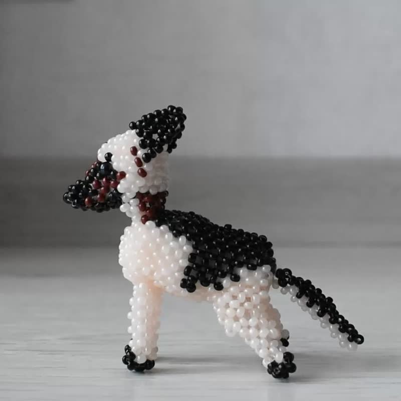 Beaded dog, beaded animals, beaded keychain, custom dog, beaded sheep-dog, dog - 钥匙链/钥匙包 - 其他材质 卡其色