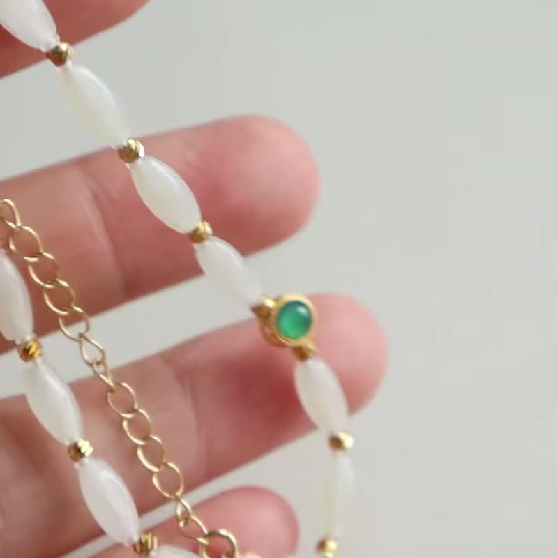 天然和田玉小米珠手链 羊脂玉手链 玉质细腻 脂份厚 极细轻奢手链 - 手链/手环 - 玉石 