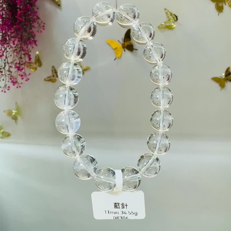 清透料高冰透体天然蓝针11mm34.55g吸收自身浊气增加个人气场 - 手链/手环 - 水晶 蓝色