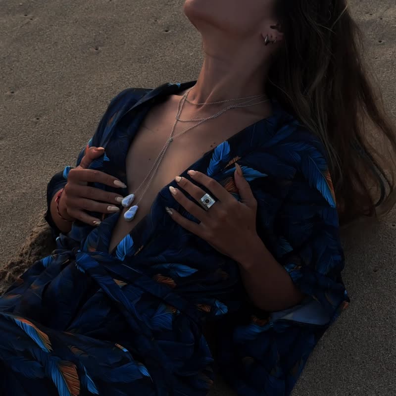 925 银领带,银巴洛克珍珠项链,长珍珠项链 - 长链 - 纯银 银色