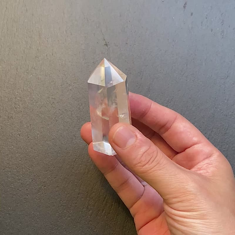 天然冰透带彩蓝针白水晶能量柱 天使之翼 避邪挡煞 快速出货 - 摆饰 - 水晶 多色