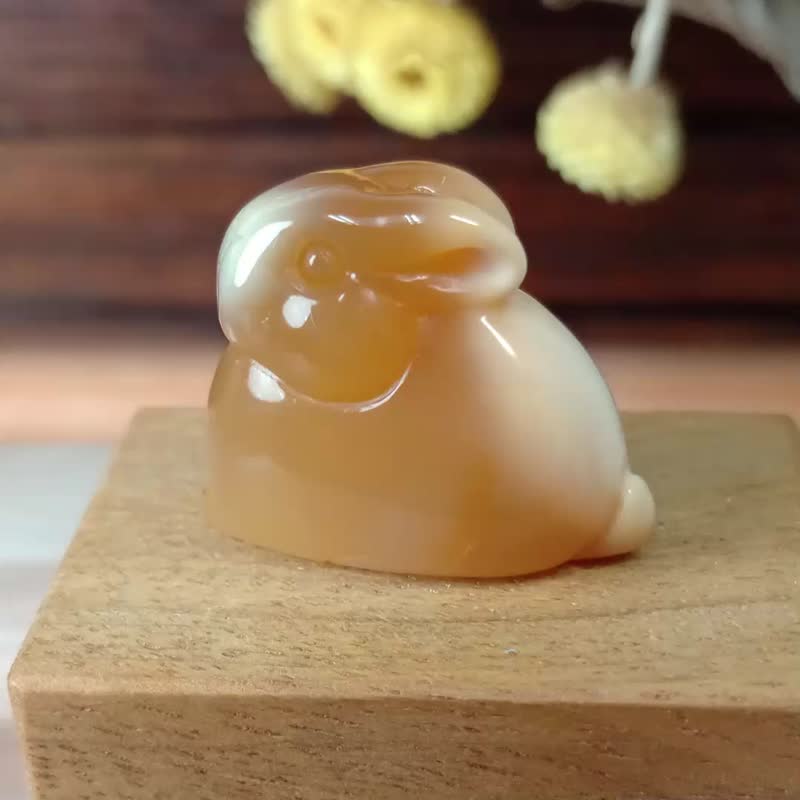 小雕件 小品动物-兔 黄玉髓 - 摆饰 - 玉石 黄色
