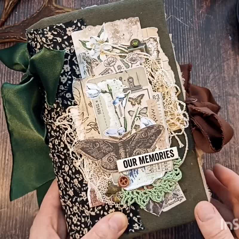 植物森林杂志风手帐本 林间蝴蝶笔记本 手工制作贩售 - 笔记本/手帐 - 纸 绿色