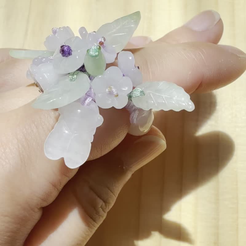 手工玉戒指 – 蓝丁香紫蝉 - 戒指 - 玉石 蓝色
