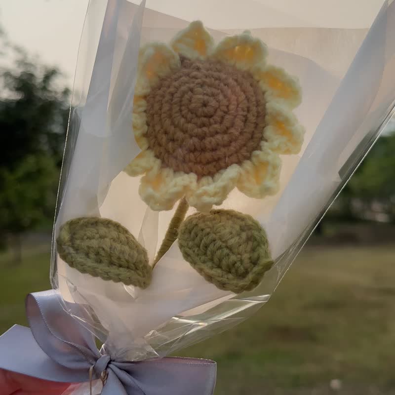 单支向日葵花束 /小 / 赠似颜绘款毛线钩织 - 干燥花/捧花 - 其他材质 黄色