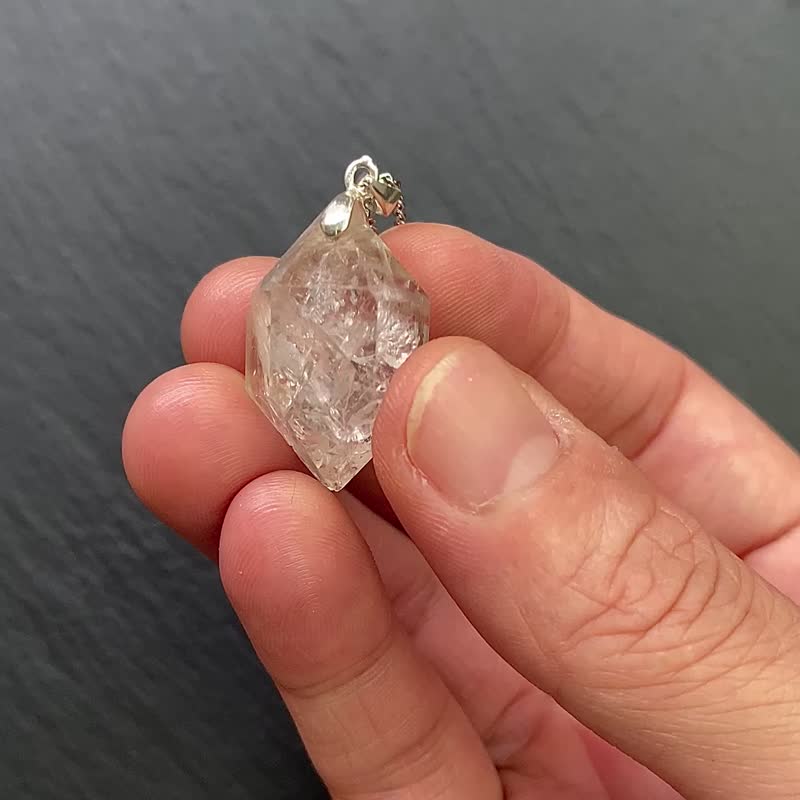能量原石-天然双尖闪灵钻高频率原石925钛钢满天星项链 - 长链 - 水晶 多色