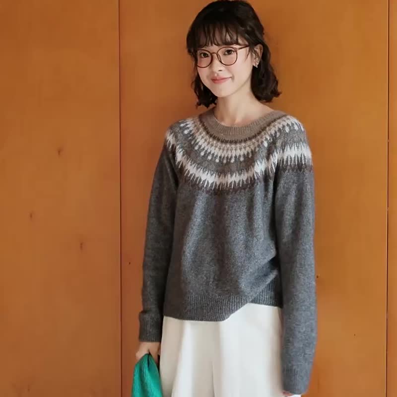 浣熊绒混纺费尔岛提花毛衣 - 女装针织衫/毛衣 - 棉．麻 多色