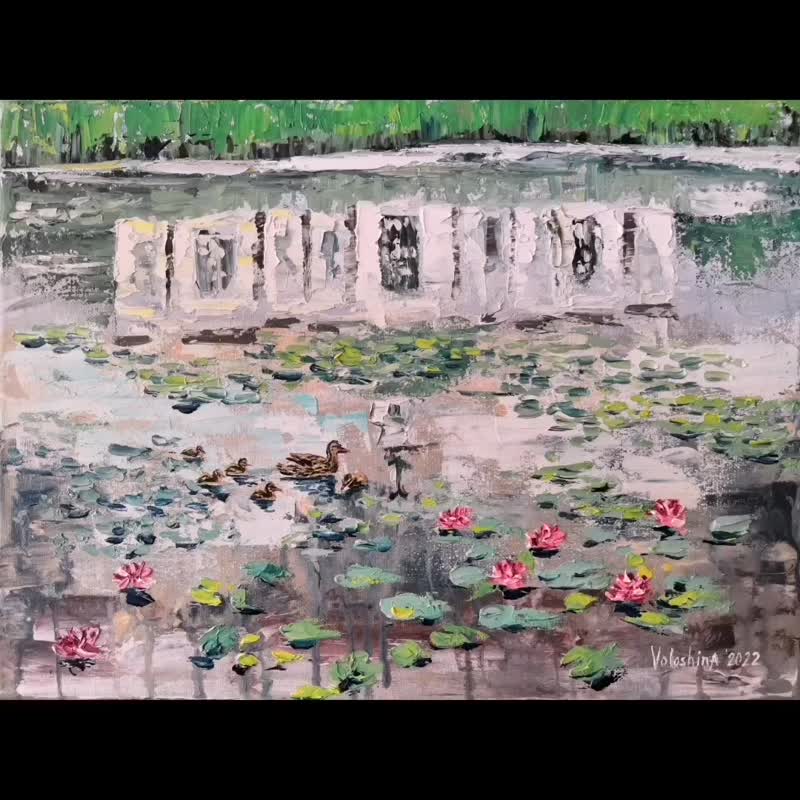 Water lily pond, Landscape, Impressionism Wall Art, Oil Painting on canvas - 墙贴/壁贴 - 其他材质 