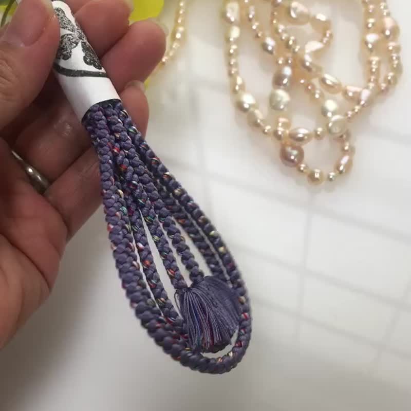纯丝伊贺组彦细编绳带 3.5mm 富士紫多色 150cm - 皮带/腰带 - 丝．绢 紫色