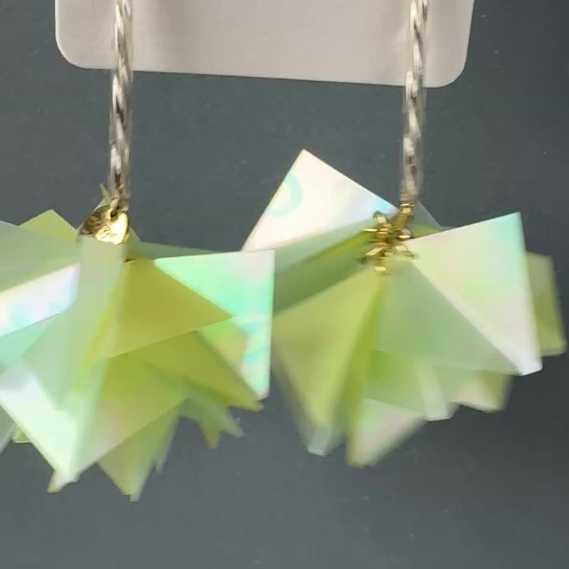 黄绿x绿 - 耳环/耳夹 - 塑料 绿色