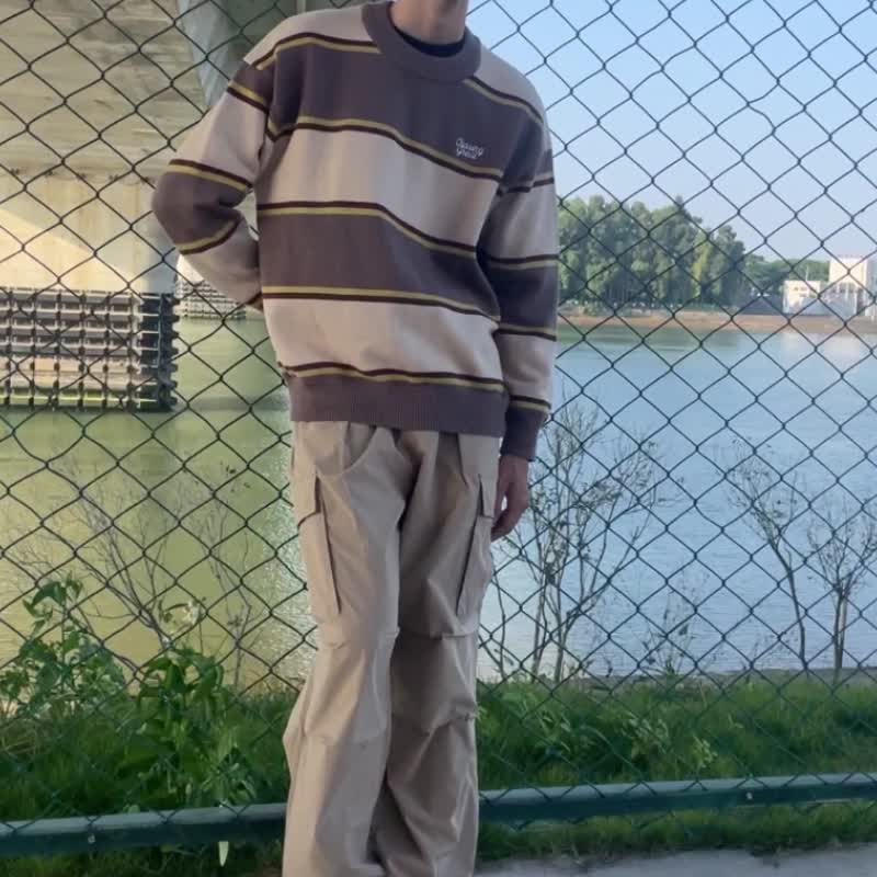 DAKYAM 重磅撞色条纹秋冬保暖圆领毛衣 - 男装针织衫/毛衣 - 其他人造纤维 