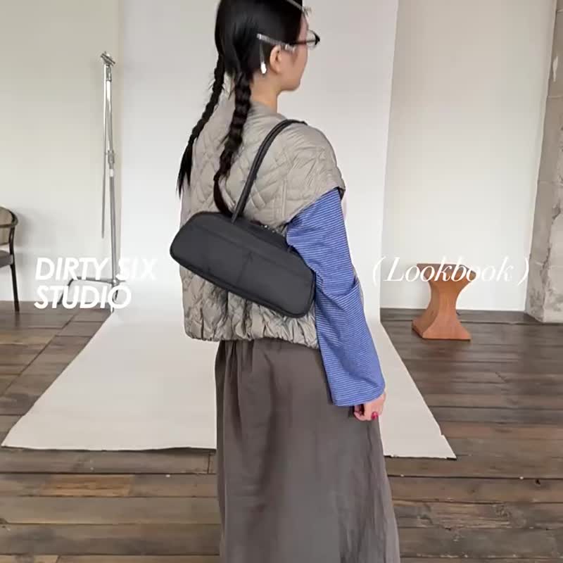 西裝黑 阿梅不胖小法棍 單肩腋下包 通勤肩背包 - 侧背包/斜挎包 - 其他人造纤维 黑色