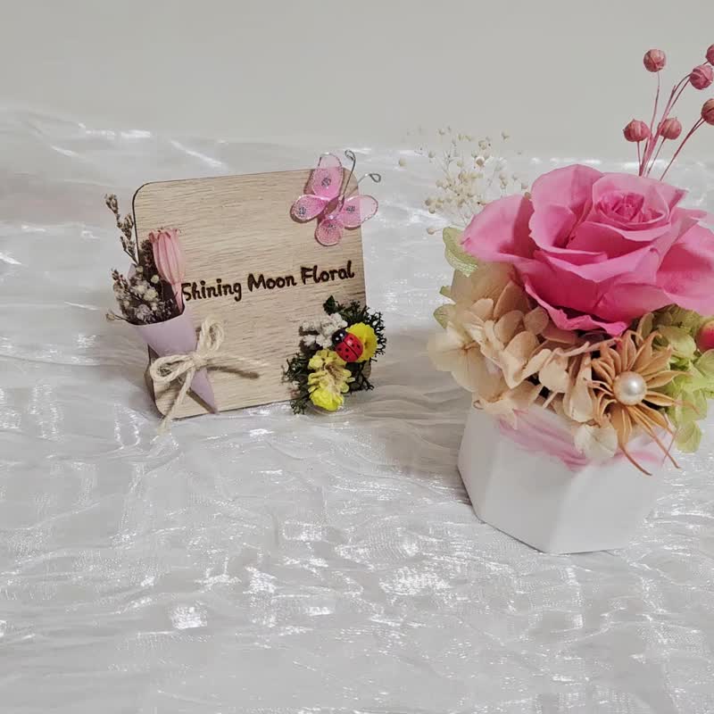 皎月有花   永生花小桌花    粉月花语 - 干燥花/捧花 - 植物．花 