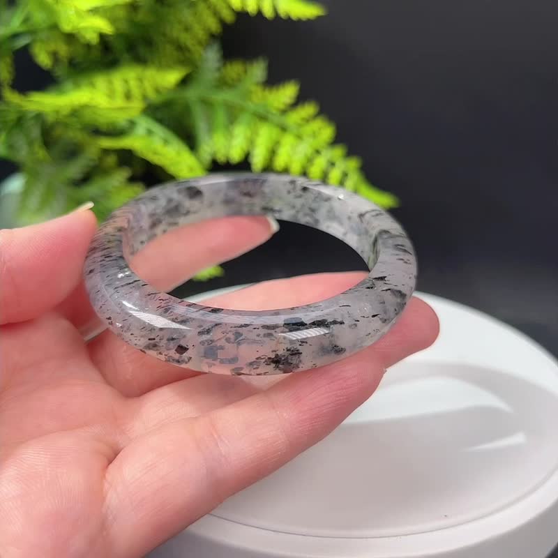 冰透水晶共生云母手镯56MM 星光墨绿云母片 唯美异象 水润天成 - 手链/手环 - 水晶 
