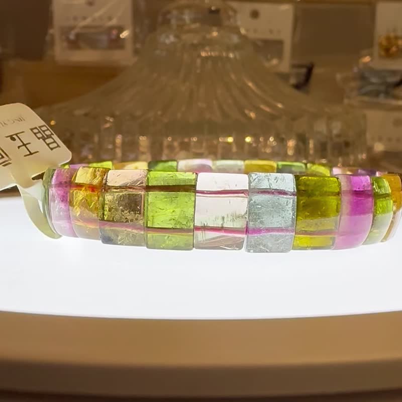 浓色碧玺带手排10.5mm14.9g全方位能量磁场高频率能量旺夫石 - 手链/手环 - 水晶 多色