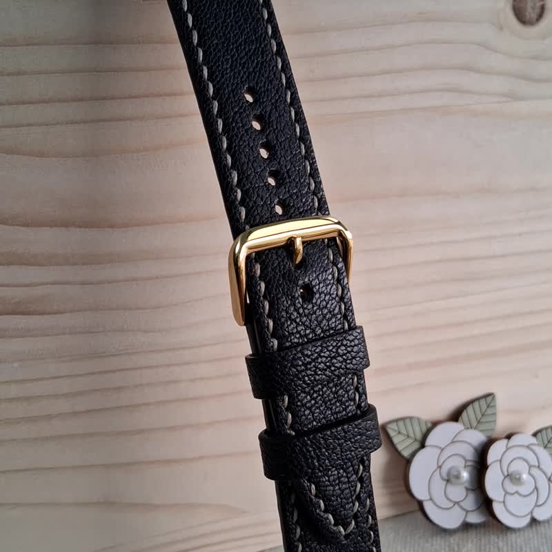 apple watch皮革表带 / 手工制作 / 极致百搭黑色 - 表带 - 真皮 