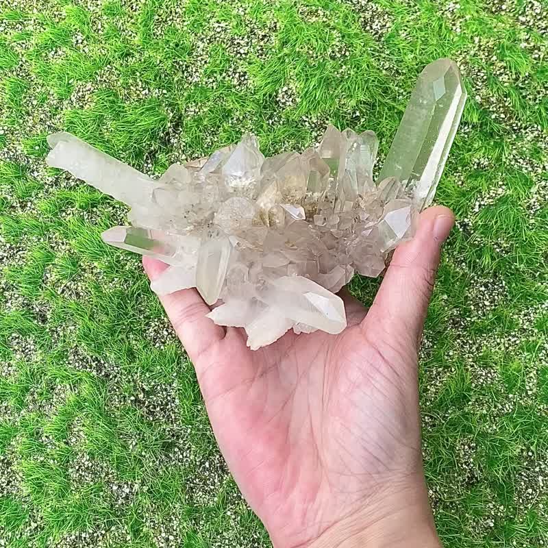 天然原矿异象彩虹白水晶簇共生幽灵水晶 消磁 疗愈 办公室摆件 - 其他 - 水晶 多色