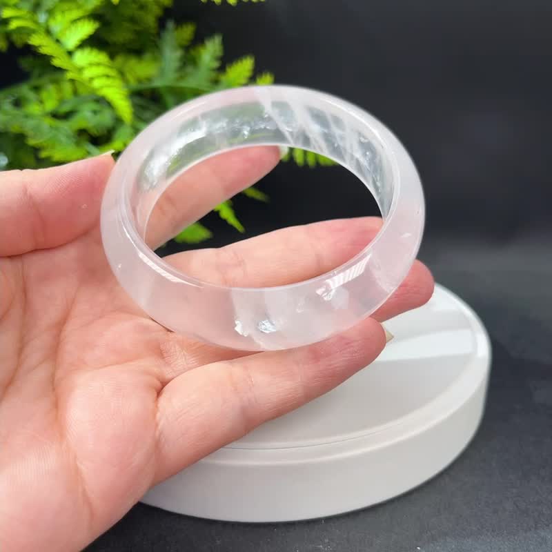 冰透白水晶手镯 63MM 彩虹闪片白色水晶手环 趋吉开运 净化全身 - 手链/手环 - 水晶 白色