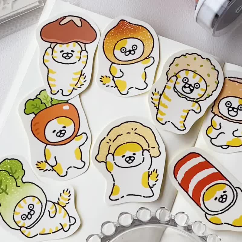 3小喵咪/喵咪火锅/贴纸包/手帐贴纸/共2款 - 贴纸 - 纸 多色